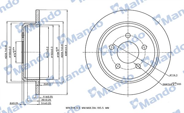 Тормозной диск MANDO MBC035384
