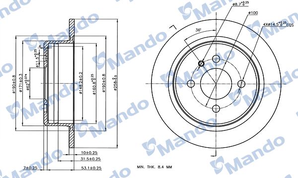 Тормозной диск MANDO MBC035408