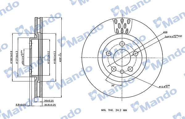 Тормозной диск MANDO MBC035417
