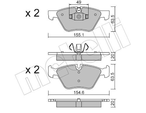 Комплект тормозных колодок, дисковый тормоз METELLI 2205575