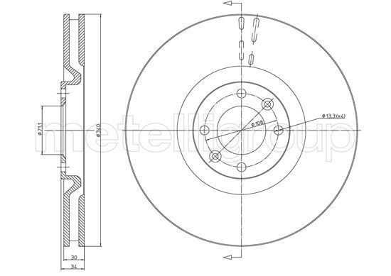 Тормозной диск METELLI 231483C