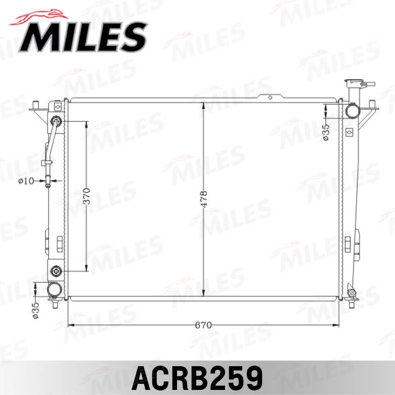 Радиатор, охлаждение двигателя MILES ACRB259