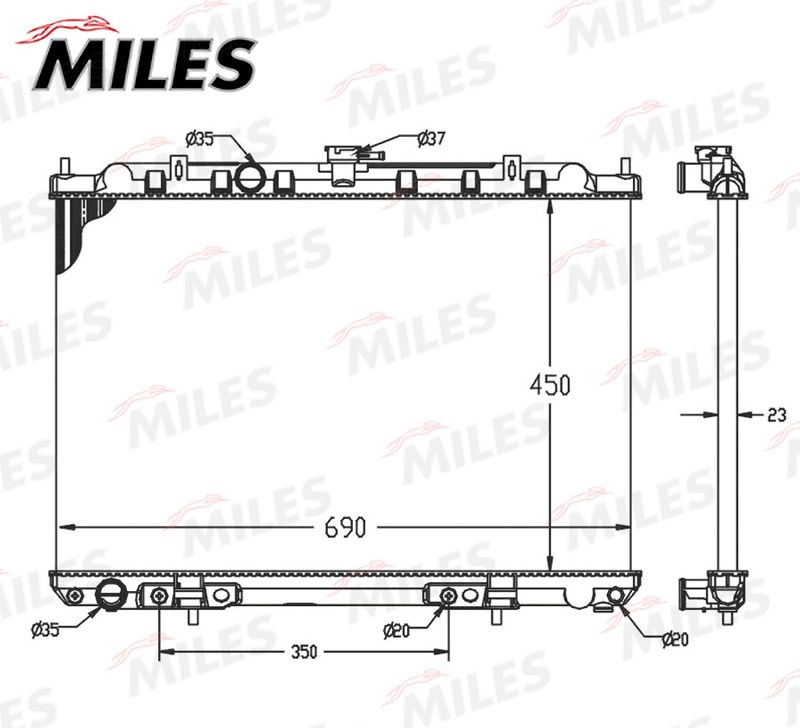 Радиатор, охлаждение двигателя MILES ACRM101