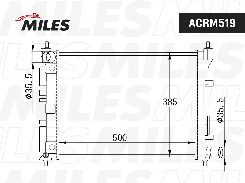 Радиатор, охлаждение двигателя MILES ACRM519