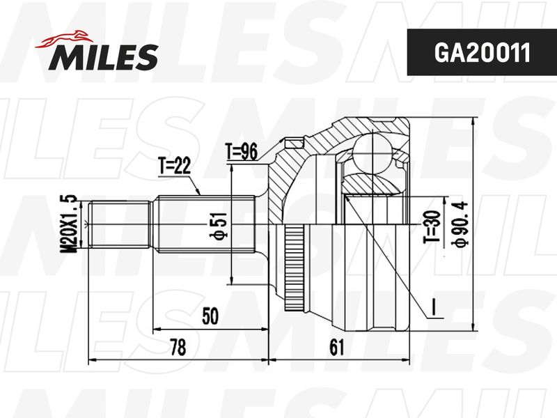 Шарнирный комплект, приводной вал MILES GA20011