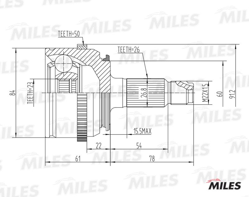 Шарнирный комплект, приводной вал MILES GA20146
