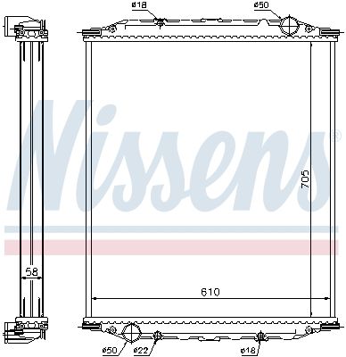 Радиатор, охлаждение двигателя NISSENS 628780