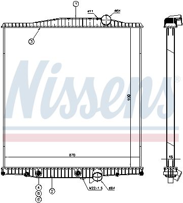 Радиатор, охлаждение двигателя NISSENS 654720