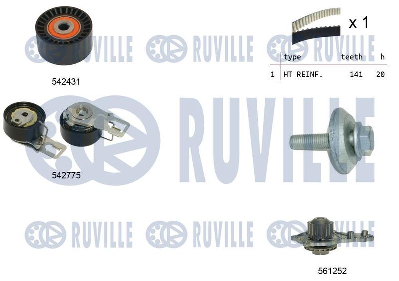 Водяной насос + комплект зубчатого ремня RUVILLE 5503951