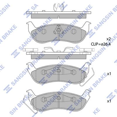 Комплект тормозных колодок, дисковый тормоз SANGSIN SP1335