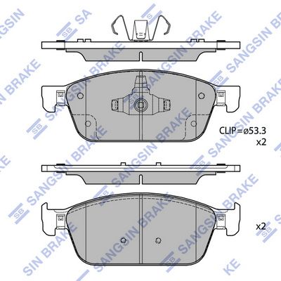 Комплект тормозных колодок, дисковый тормоз SANGSIN SP4124