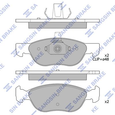 Комплект тормозных колодок, дисковый тормоз SANGSIN SP4185
