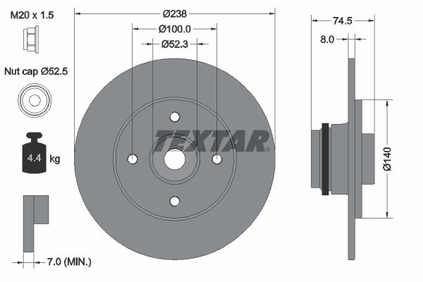 Тормозной диск TEXTAR 92231700