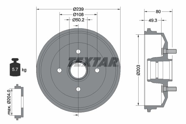 Тормозной барабан TEXTAR 94019000