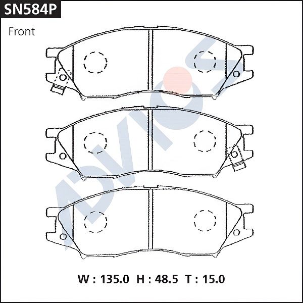 Комплект тормозных колодок, дисковый тормоз ADVICS SN584P