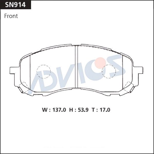 Комплект тормозных колодок, дисковый тормоз ADVICS SN914