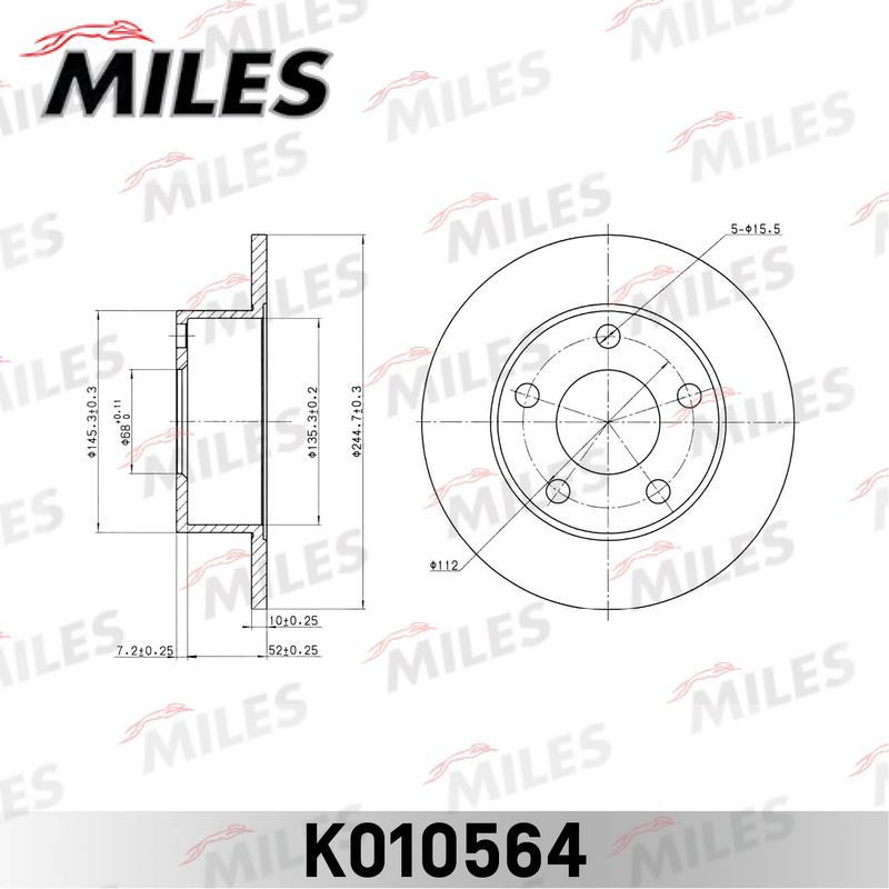 Тормозной диск MILES K010564