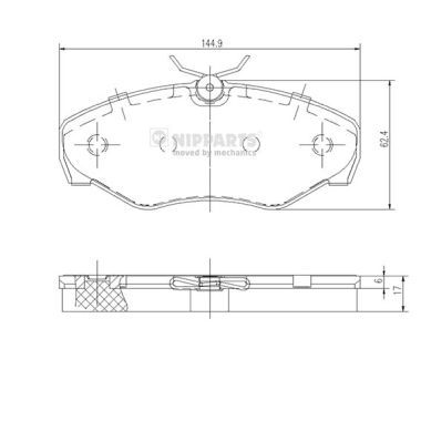 Комплект тормозных колодок, дисковый тормоз NIPPARTS J3601080