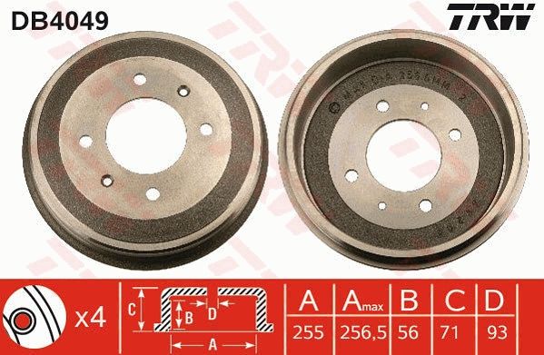 Тормозной барабан TRW DB4049