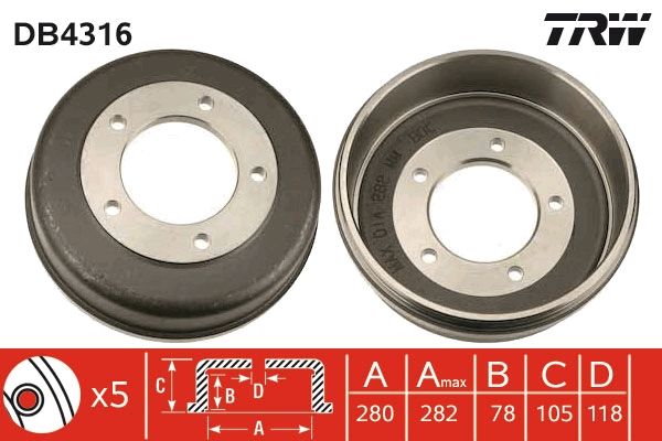 Тормозной барабан TRW DB4316