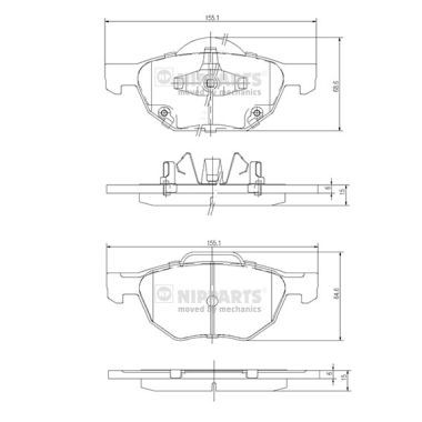 Комплект тормозных колодок, дисковый тормоз NIPPARTS J3604064