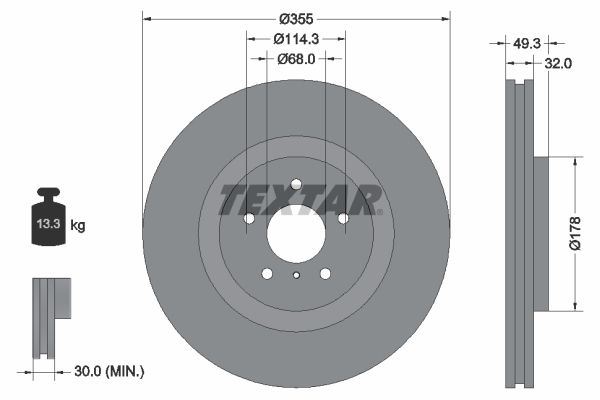 Тормозной диск TEXTAR 92199105