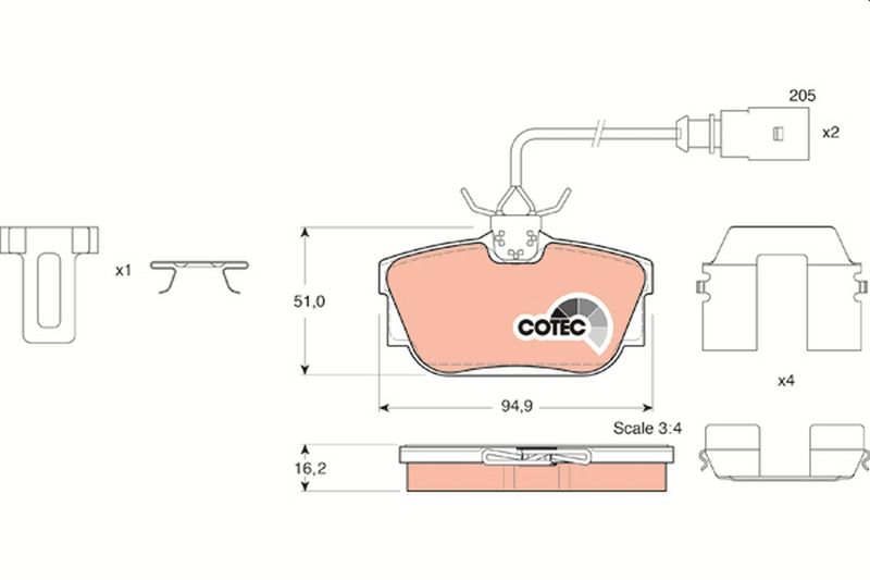 Комплект тормозных колодок, дисковый тормоз TRW GDB1326