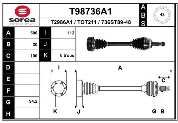 Приводной вал EAI T98736A1