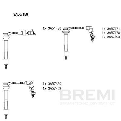 Комплект проводов зажигания BREMI 3A00159