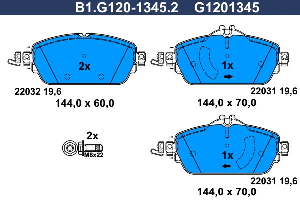 Комплект тормозных колодок, дисковый тормоз GALFER B1G12013452