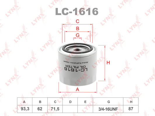 Масляный фильтр LYNX LC1616