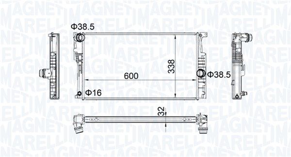 Радиатор, охлаждение двигателя MAGNETI MARELLI 350213202200