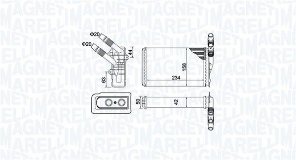 Теплообменник, отопление салона MAGNETI MARELLI 350218433000