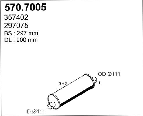 Средний / конечный глушитель ОГ ASSO 5707005