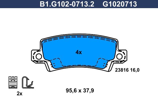 Комплект тормозных колодок, дисковый тормоз GALFER B1G10207132