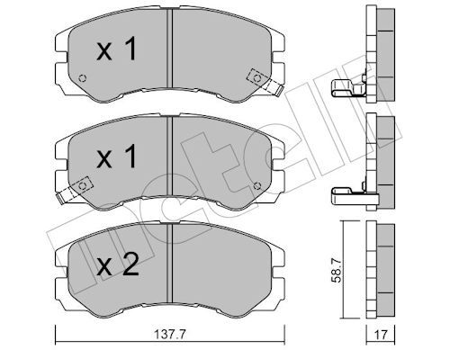Комплект тормозных колодок, дисковый тормоз METELLI 2203570