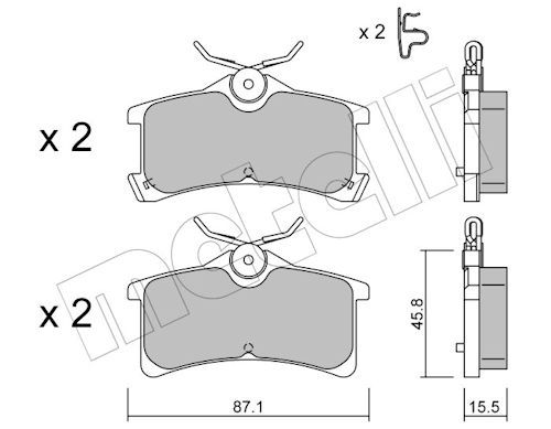 Комплект тормозных колодок, дисковый тормоз METELLI 2204490