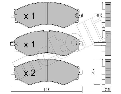 Комплект тормозных колодок, дисковый тормоз METELLI 2205090