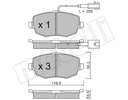 Комплект тормозных колодок, дисковый тормоз METELLI 2205281