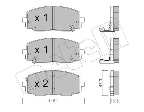 Комплект тормозных колодок, дисковый тормоз METELLI 2206290