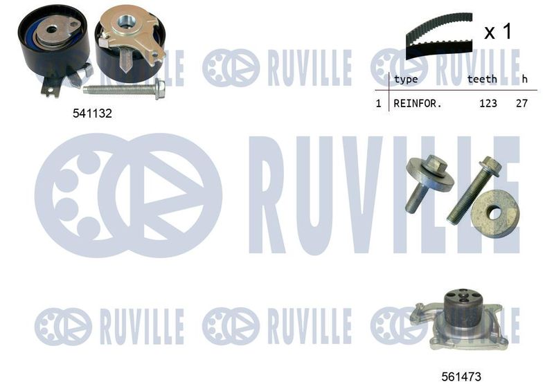 Водяной насос + комплект зубчатого ремня RUVILLE 5500553
