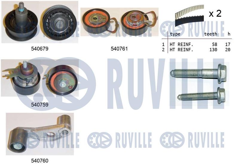 Комплект ремня ГРМ RUVILLE 550116