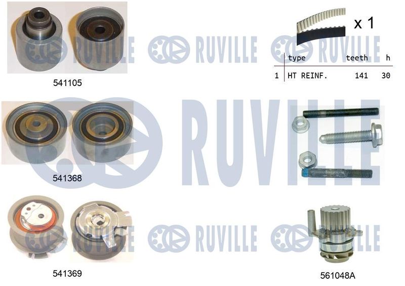 Водяной насос + комплект зубчатого ремня RUVILLE 5501261