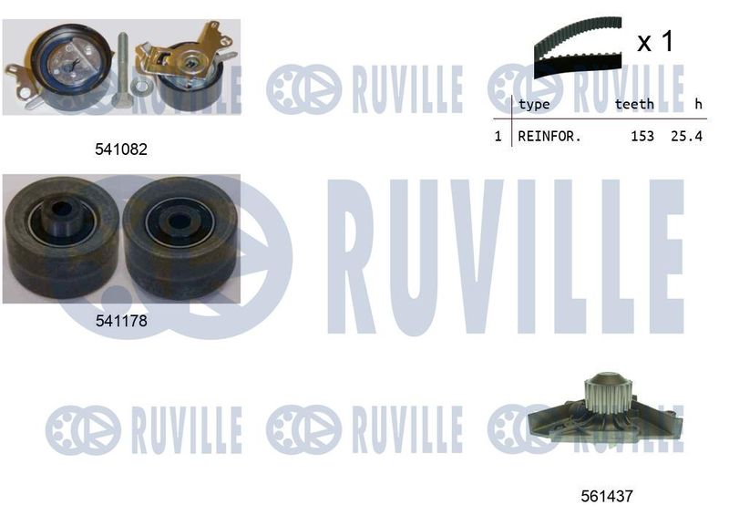 Водяной насос + комплект зубчатого ремня RUVILLE 5501451