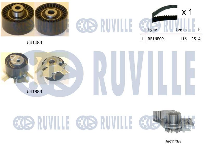 Водяной насос + комплект зубчатого ремня RUVILLE 5502962