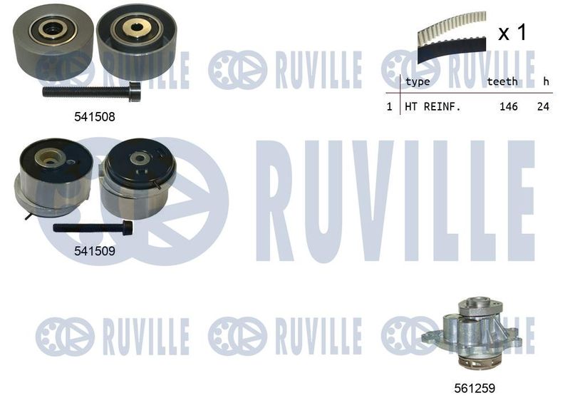 Водяной насос + комплект зубчатого ремня RUVILLE 5503201