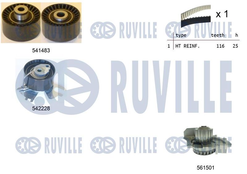Водяной насос + комплект зубчатого ремня RUVILLE 5503671