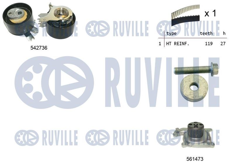 Водяной насос + комплект зубчатого ремня RUVILLE 5503781