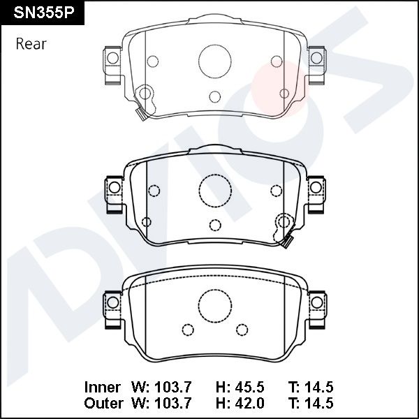 Комплект тормозных колодок, дисковый тормоз ADVICS SN355P