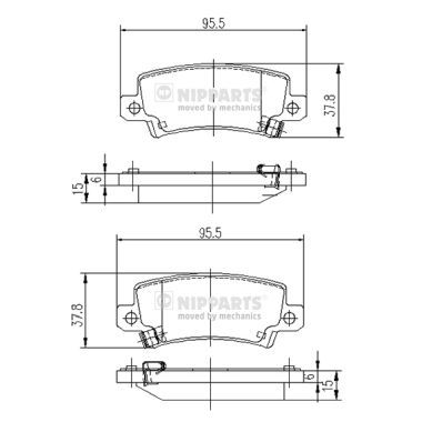Комплект тормозных колодок, дисковый тормоз NIPPARTS J3612025